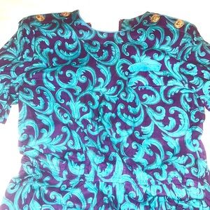 Blue and purple vintage swirling dress